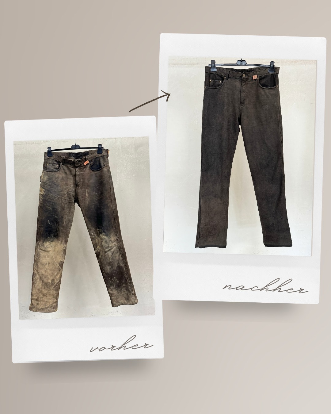 Vorher-Nachher: Lederhose