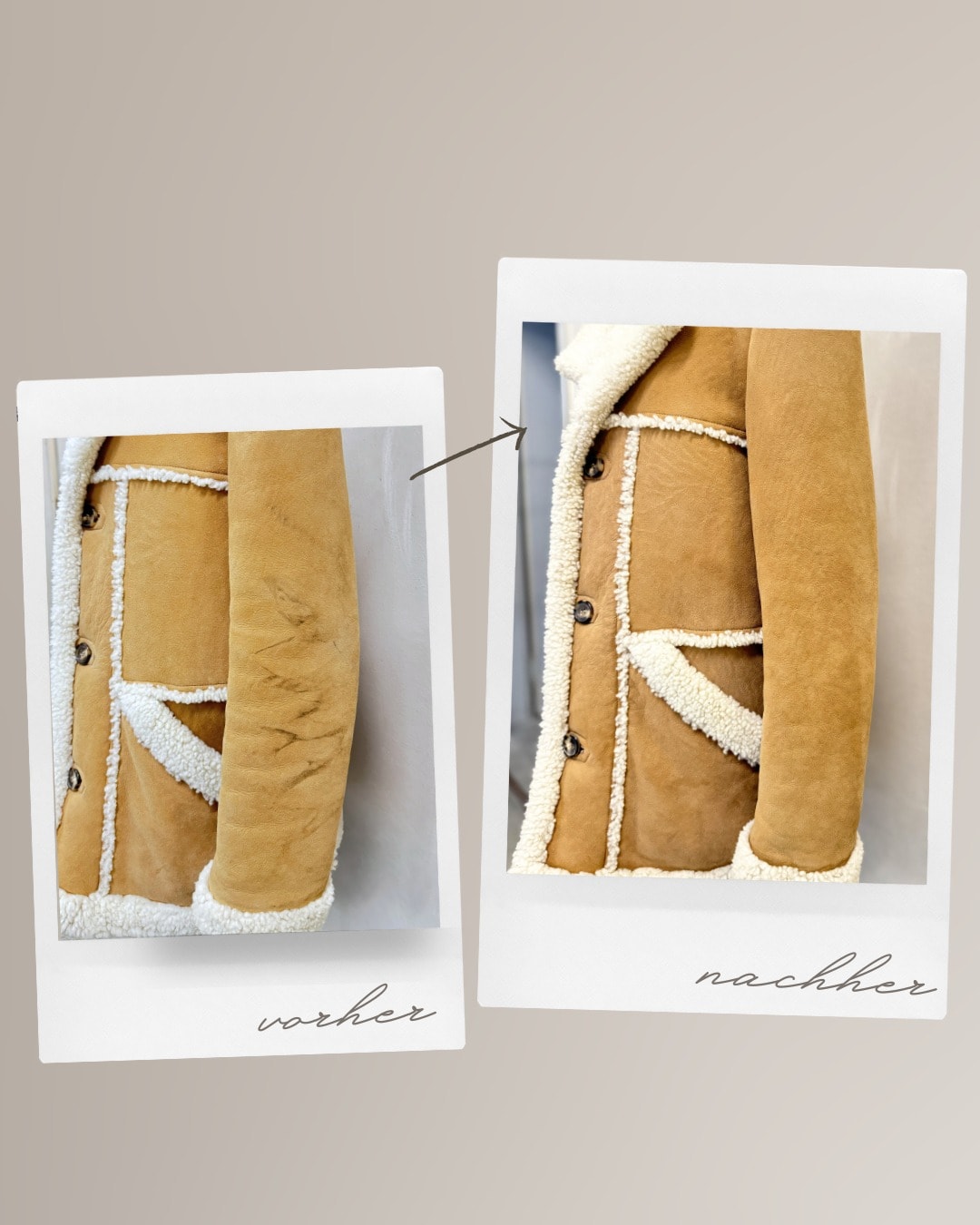 Vorher-Nachher: Lammfelljacke